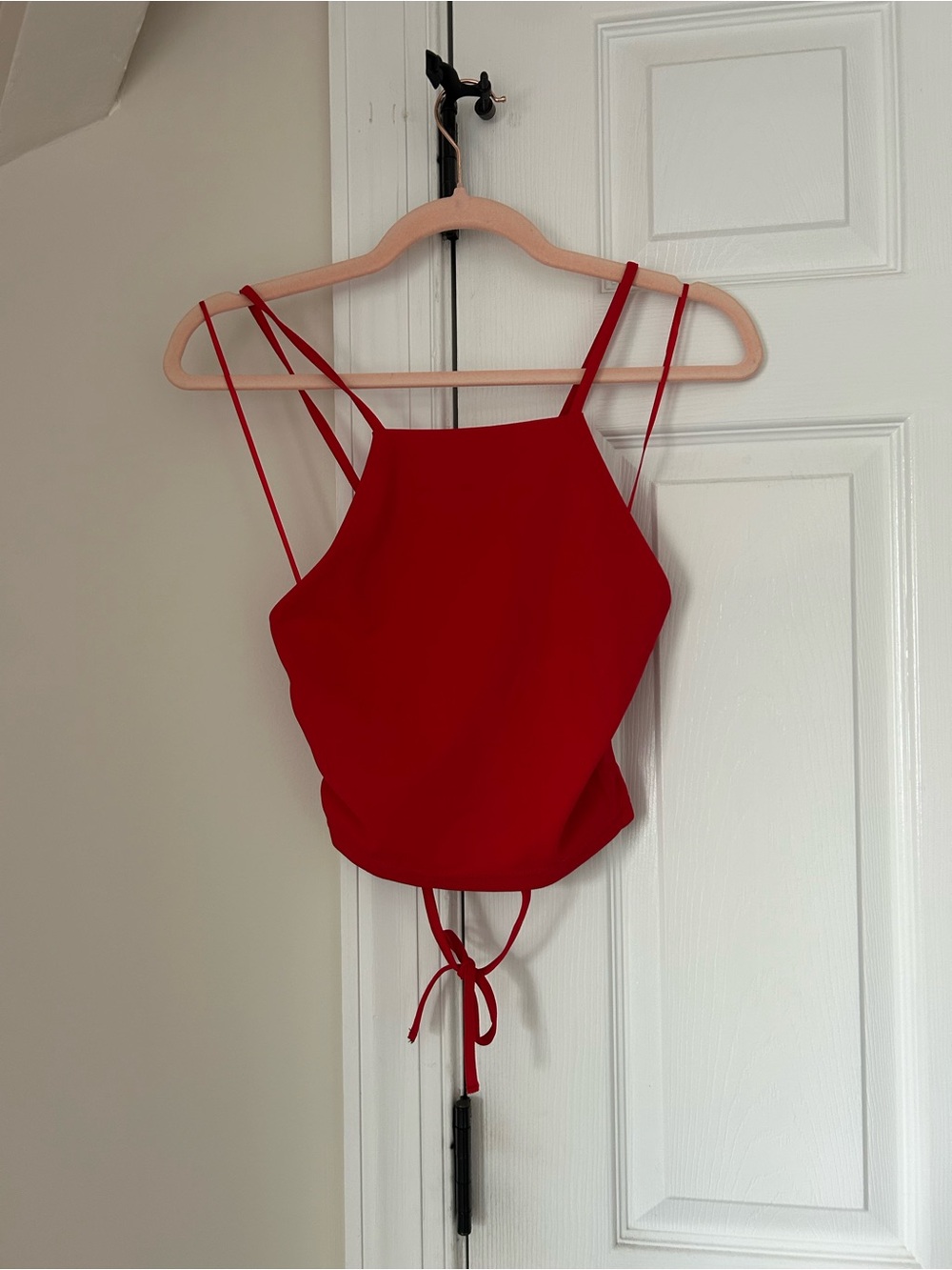 Stradivarius Red Strappy Tie Back Top NWT M